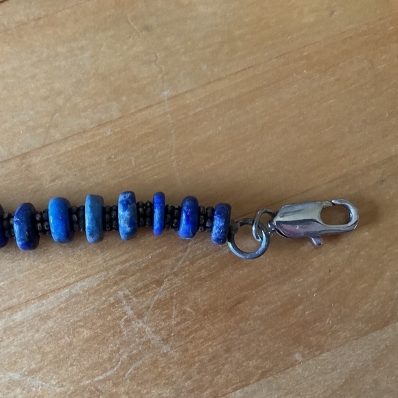 VINTAGE Sterling Silver 925 LAPIS LAZULI GREEK DESIGN NECKLACE - Picture 8 of 9